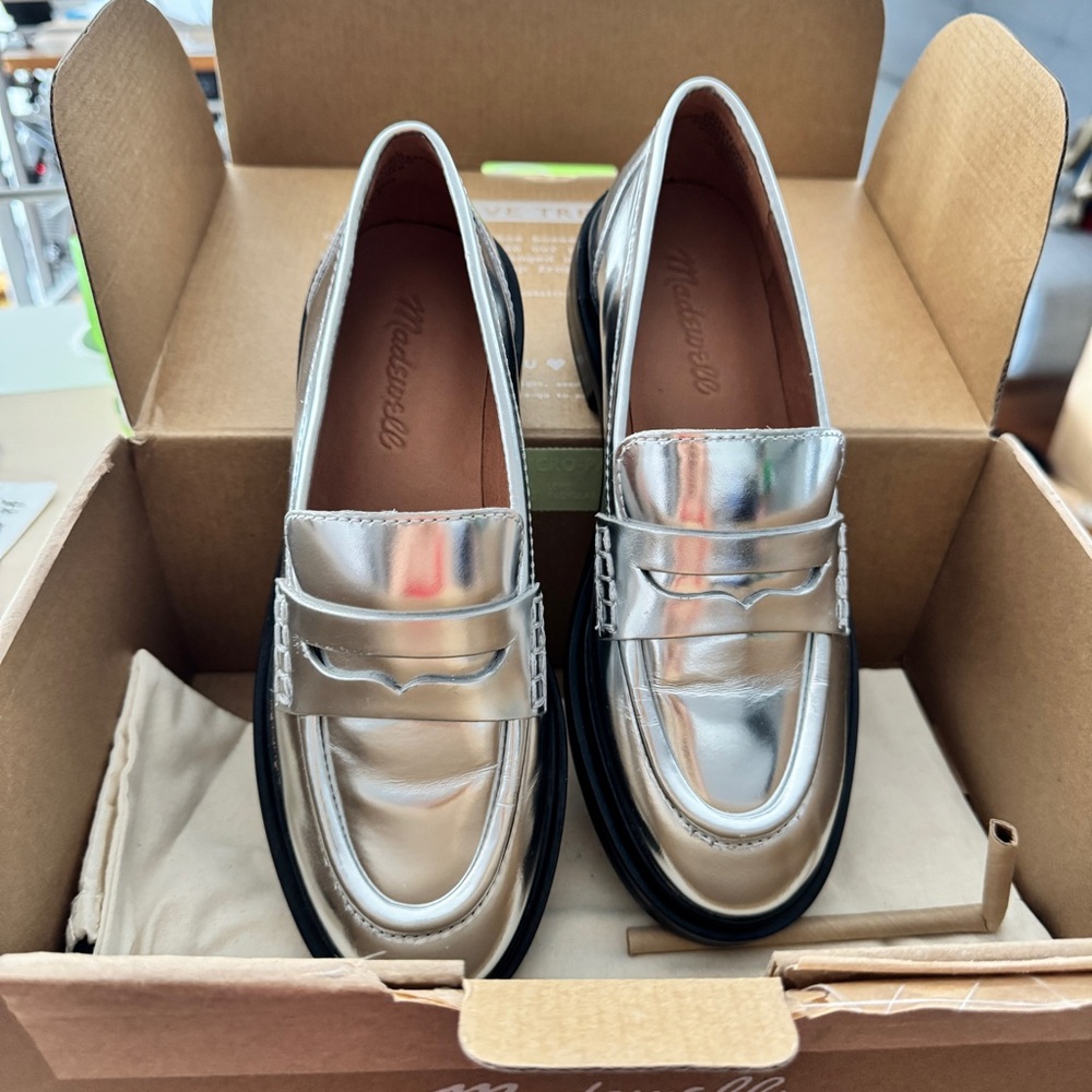 Madewell Silver Loafers